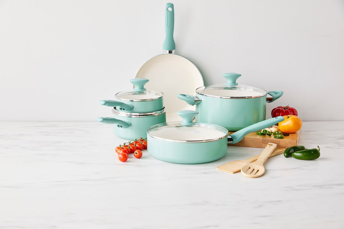 GreenPan Rio Ceramic Cookware Set, Dishwasher & Oven Safe, 11-pc