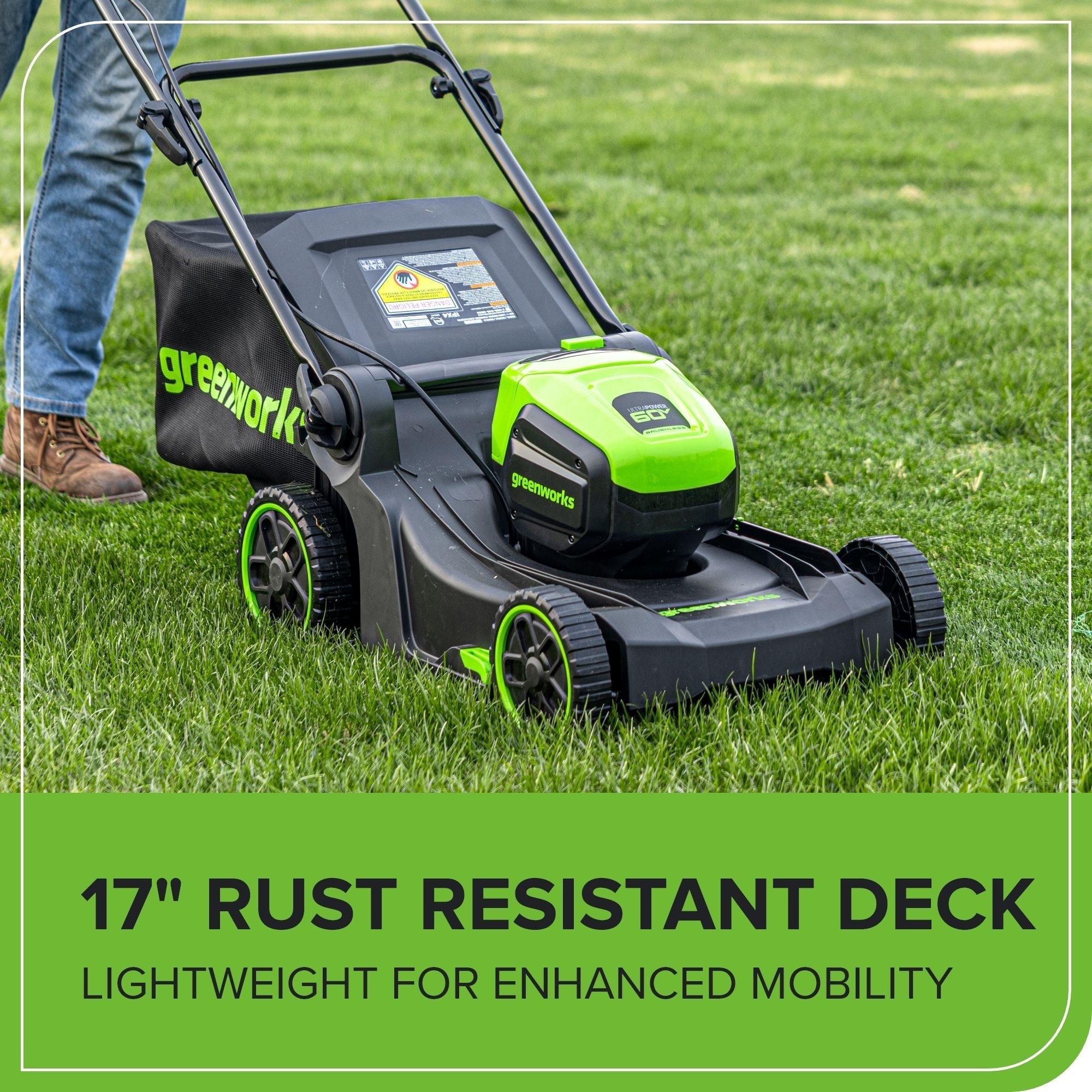 Greenworks 60V 17-in Push Lawn Mower with 4.0 Ah Battery & 3A Charger