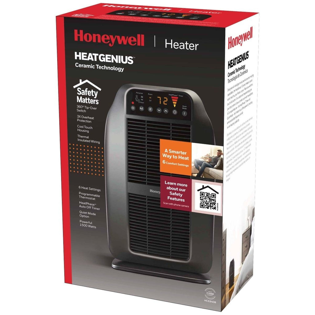 Honeywell HCE840BC HeatGenius Multizone Ceramic Space Heater, 1500W, Black