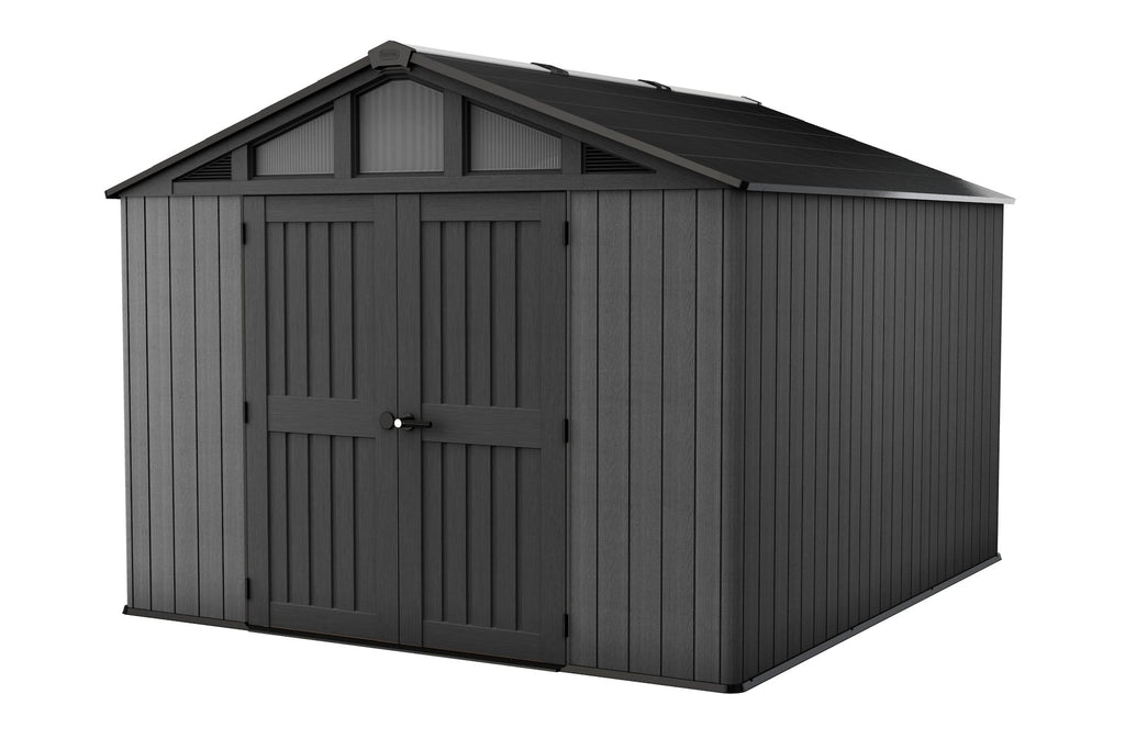 Keter Apex Resin 2-Door Outdoor Storage Shed with Full Length Skylight, Grey, 10-ft x 11.5-ft
