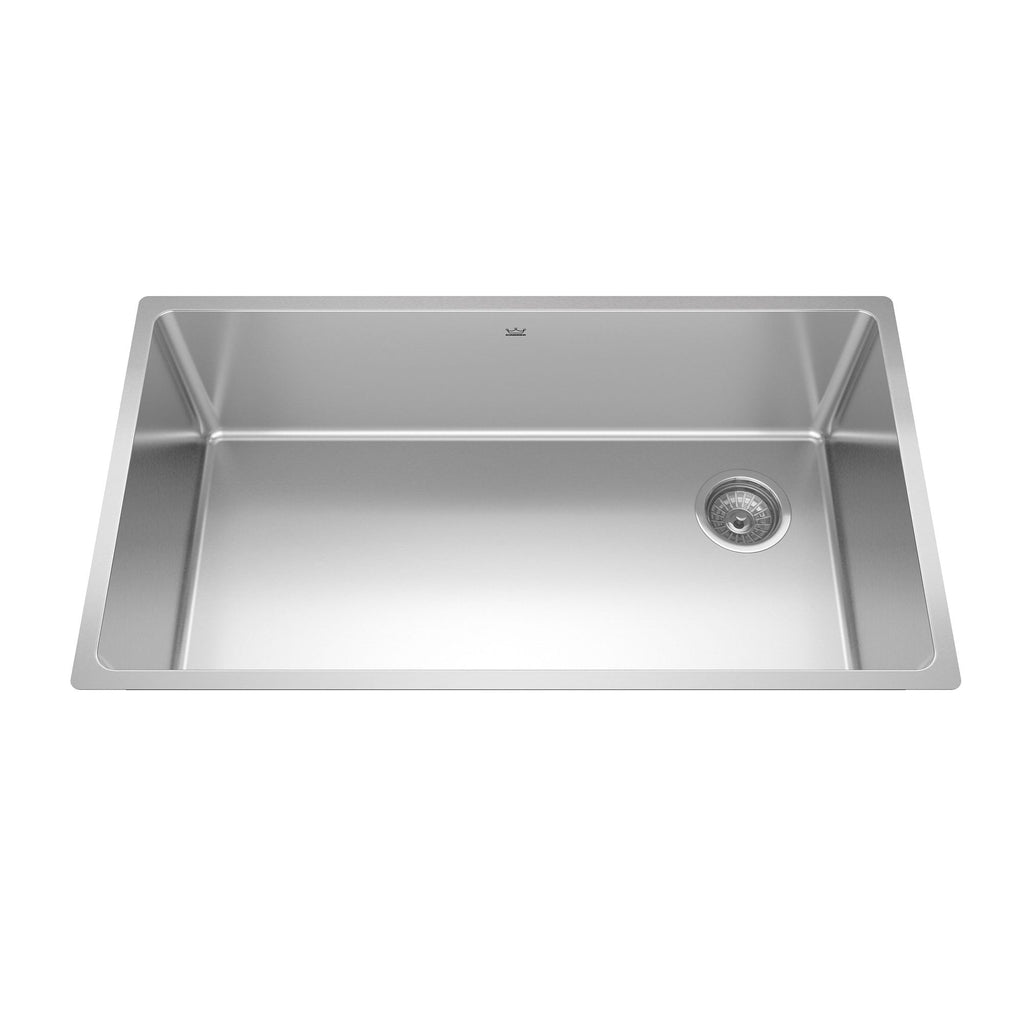 Kindred Brookmore Undermount Single Bowl Off Set Waste Kitchen Sink, 32.5-in x 18.1-in x 9-in, Stainless Steel