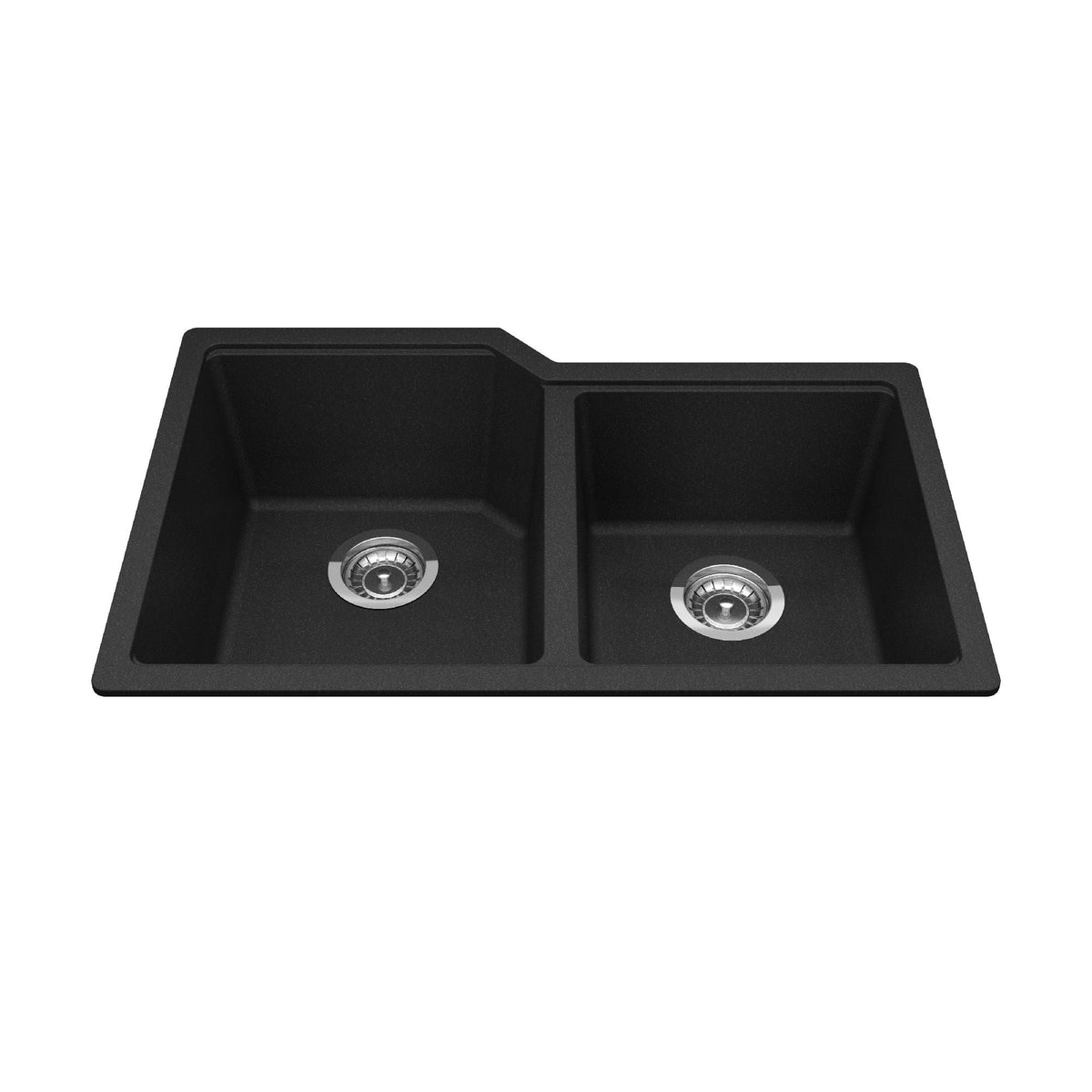 Kindred Urban Undermount Granite Double Bowl Kitchen Sink, 30.69-in x 19.69-in x 8.63-in, Onyx