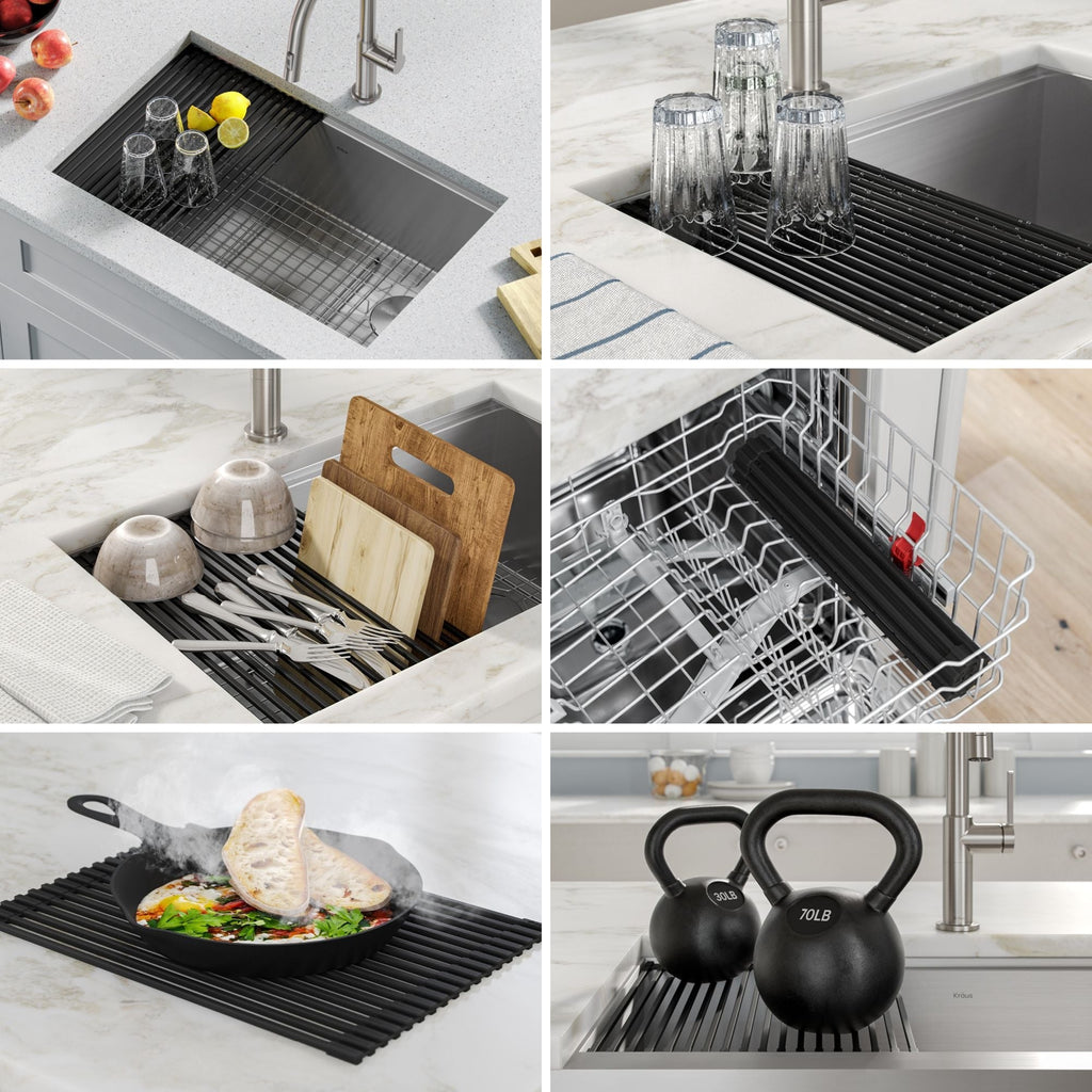 Kraus Kore Undermount Stainless Steel Single Bowl Kitchen Sink with Add-Ons, 27x19x11-in