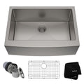 Kraus Standard PRO Apron Front Farmhouse Stainless Steel Single Bowl Kitchen Sink, 30x21x10-in