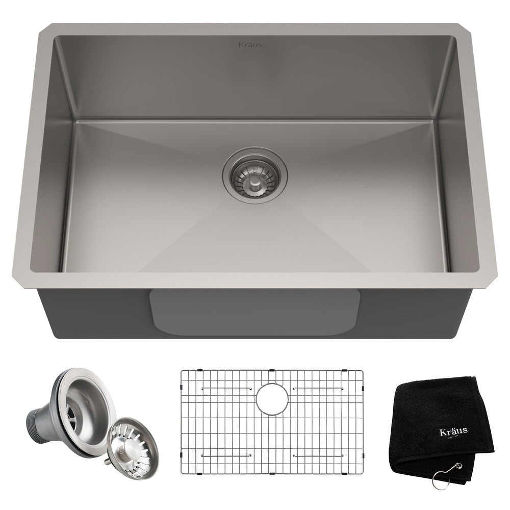 Kraus Standard PRO Undermount Stainless Steel Single Bowl Kitchen Sink, 28x19x10-in