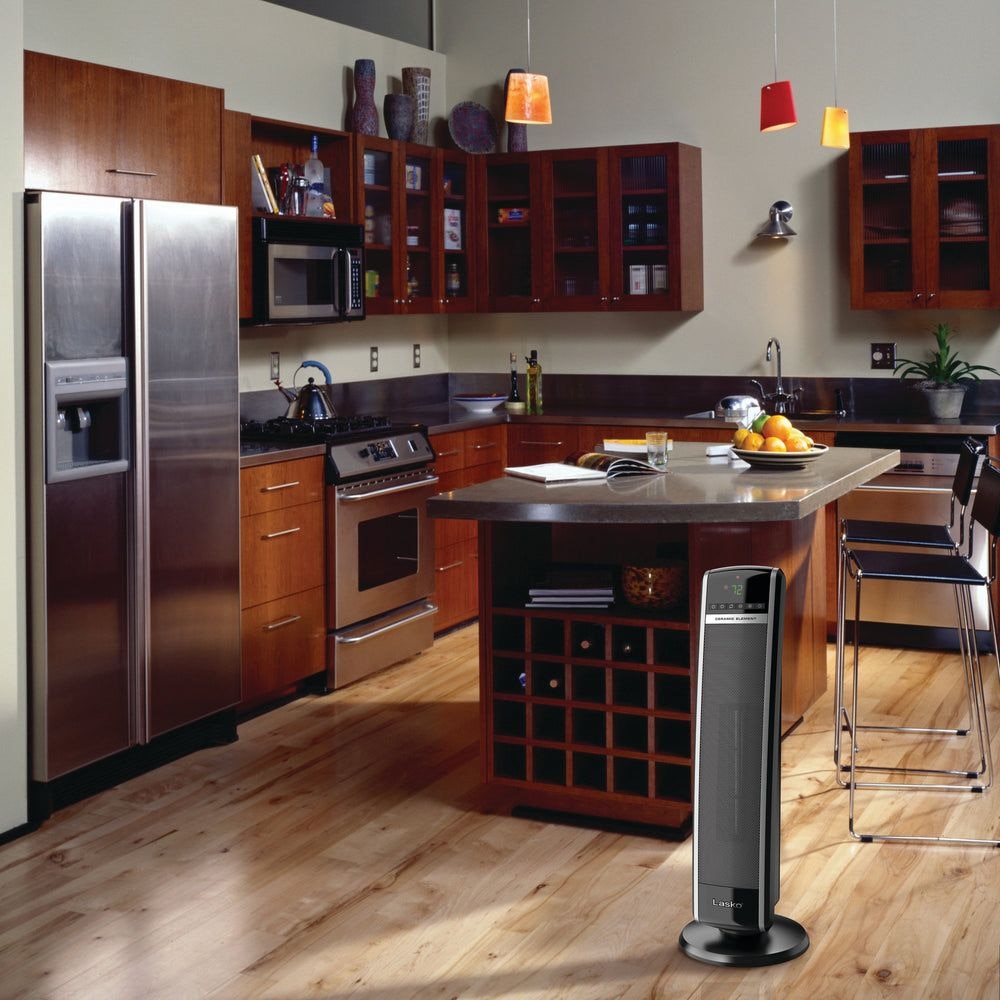 Lasko 1500W Digital Tower Ceramic Space Heater withRemote Control, 1500W, Black, 30-in