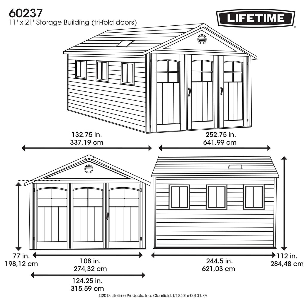Lifetime Outdoor Storage Shed, 11-ft x 21-ft