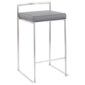 Lumisource Fuji Stacker Fixed-Height Counter Stool, Grey, 26-in, 2-pc