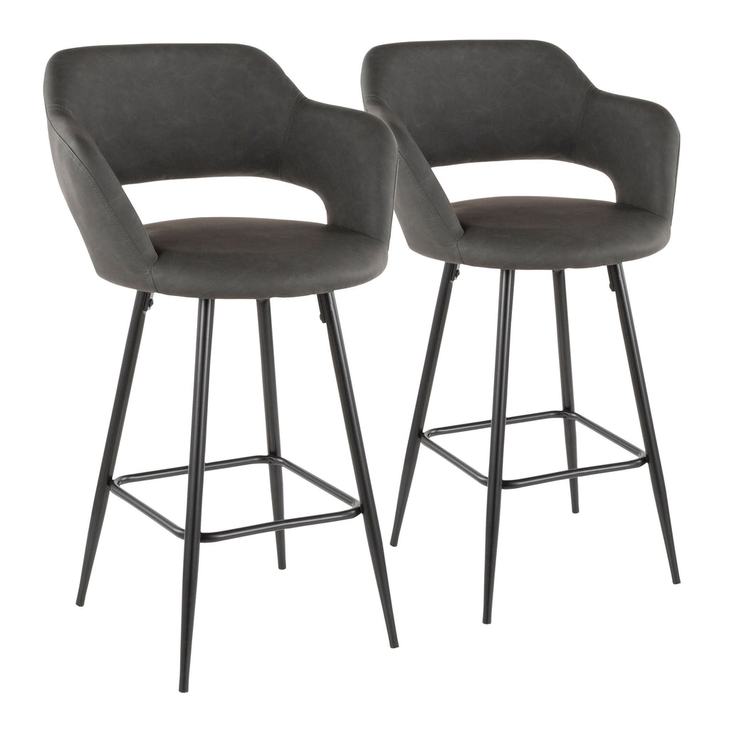 Lumisource Margarite Fixed-Height Counter Stool, Black, 25-in, 2-pc