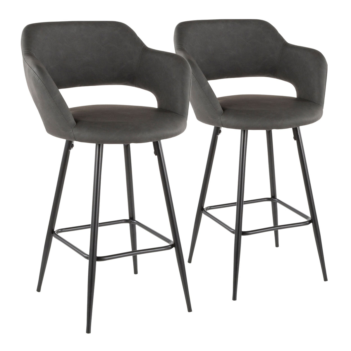Lumisource Margarite Fixed-Height Counter Stool, Black, 25-in, 2-pc
