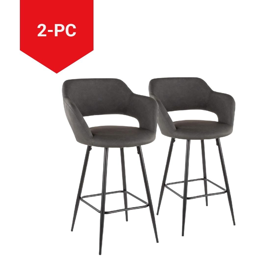 Lumisource Margarite Fixed-Height Counter Stool, Black, 25-in, 2-pc