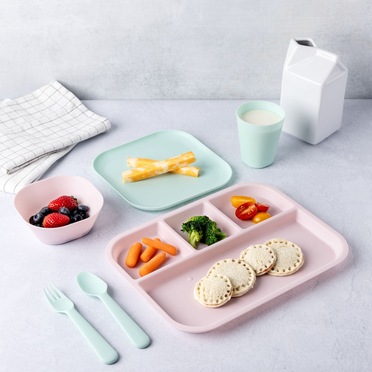 Manna Kids' Plastic Dinnerware Set, Serves 4, 24-pc, Dishwasher Safe