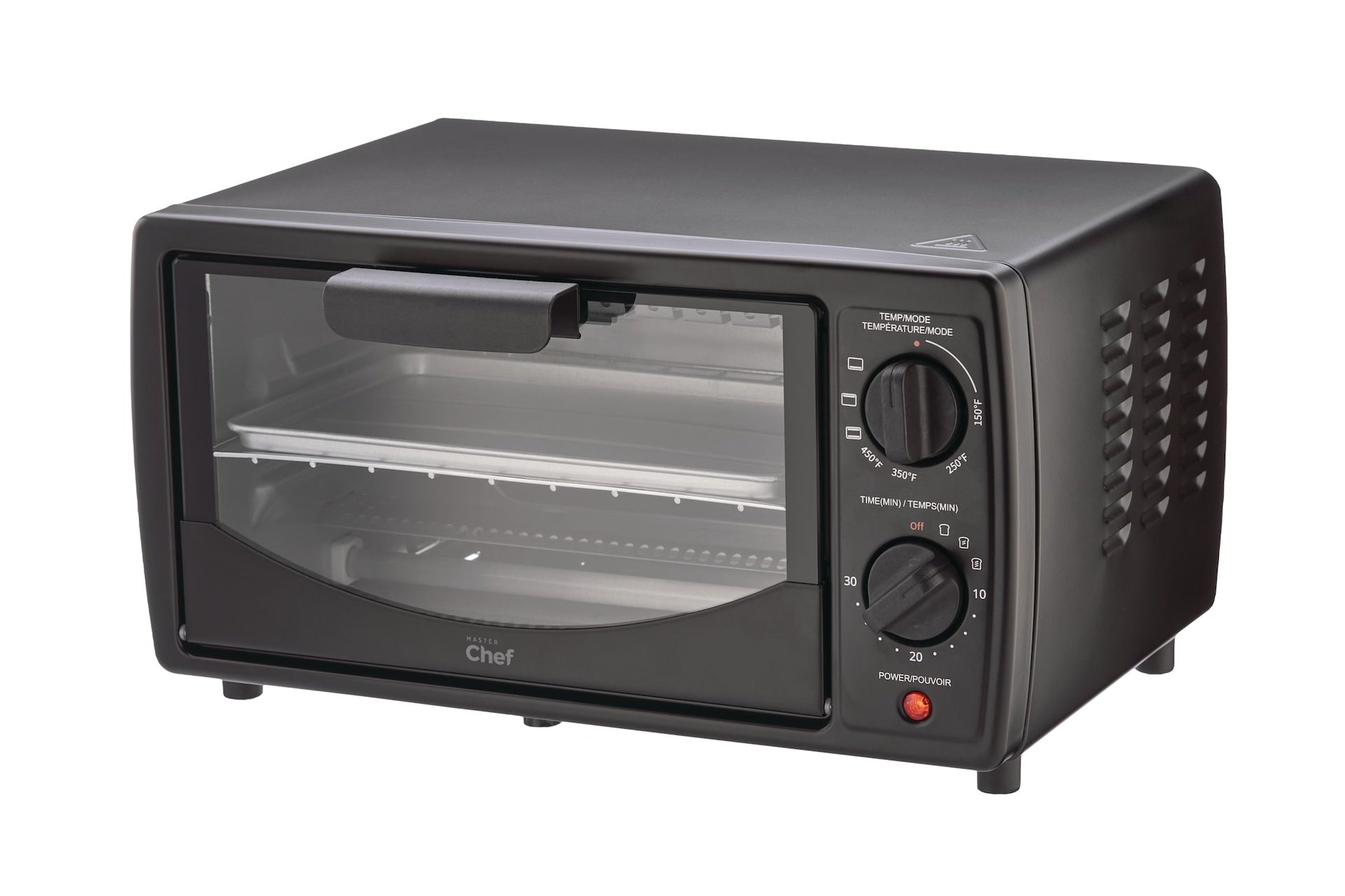 MasterChef 4-Slice Compact Toaster Oven, 2-Rack, Black