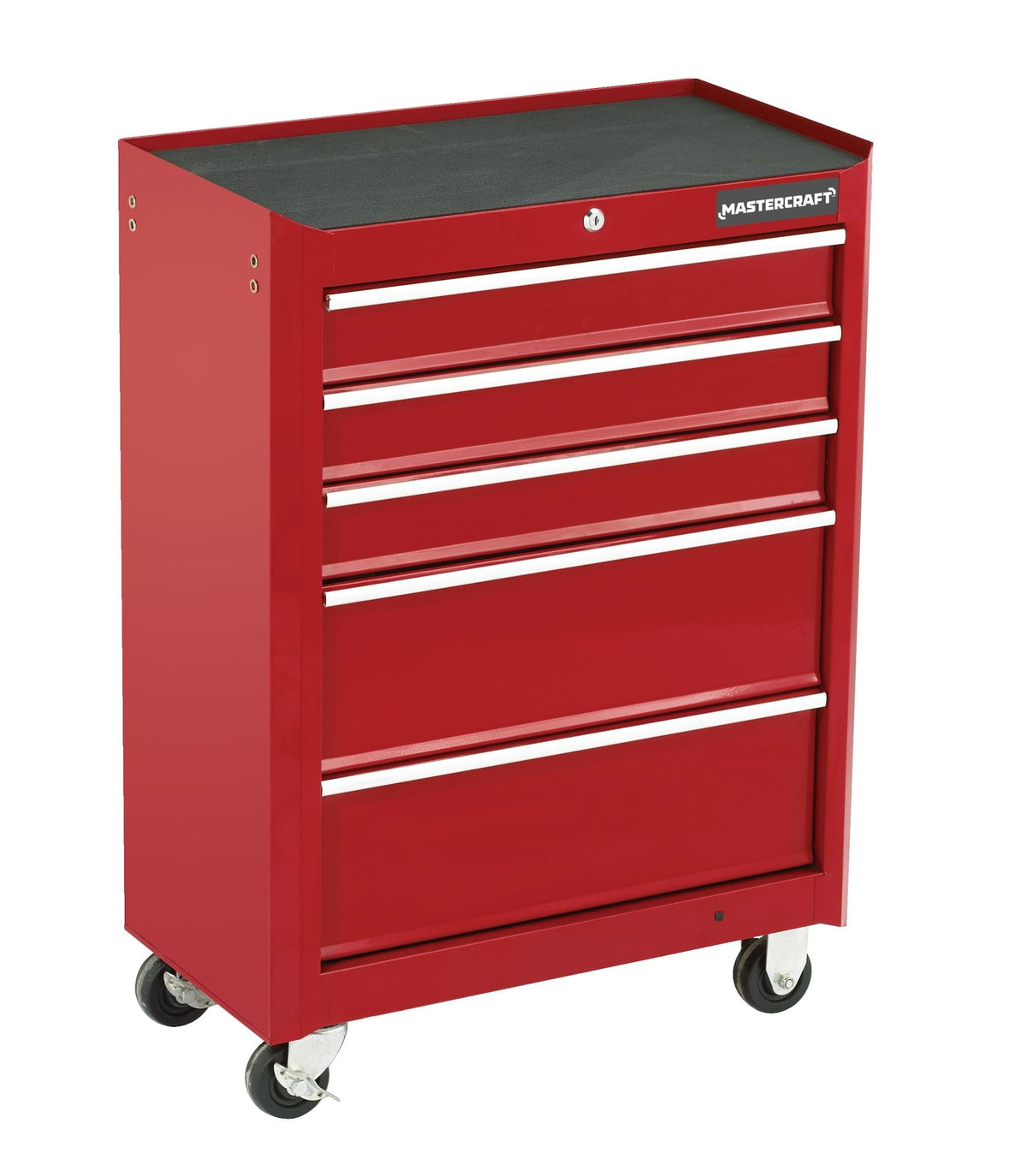 Mastercraft Rolling Tools Storage Cabinet with 5 Drawers, Deep Red, 24-in