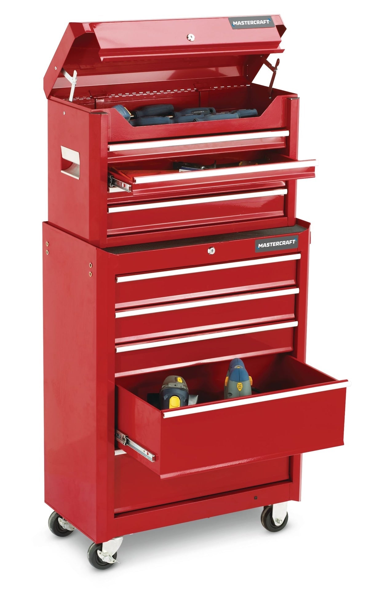 Mastercraft Tool Chest with 4 Drawers, Deep Red, 24-in