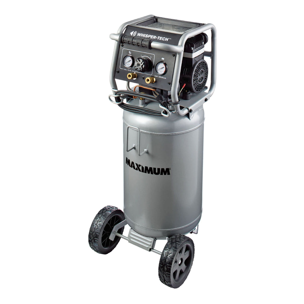 MAXIMUM 15-Gallon Oil-Free Quiet Portable Vertical Air Compressor with Top Tray