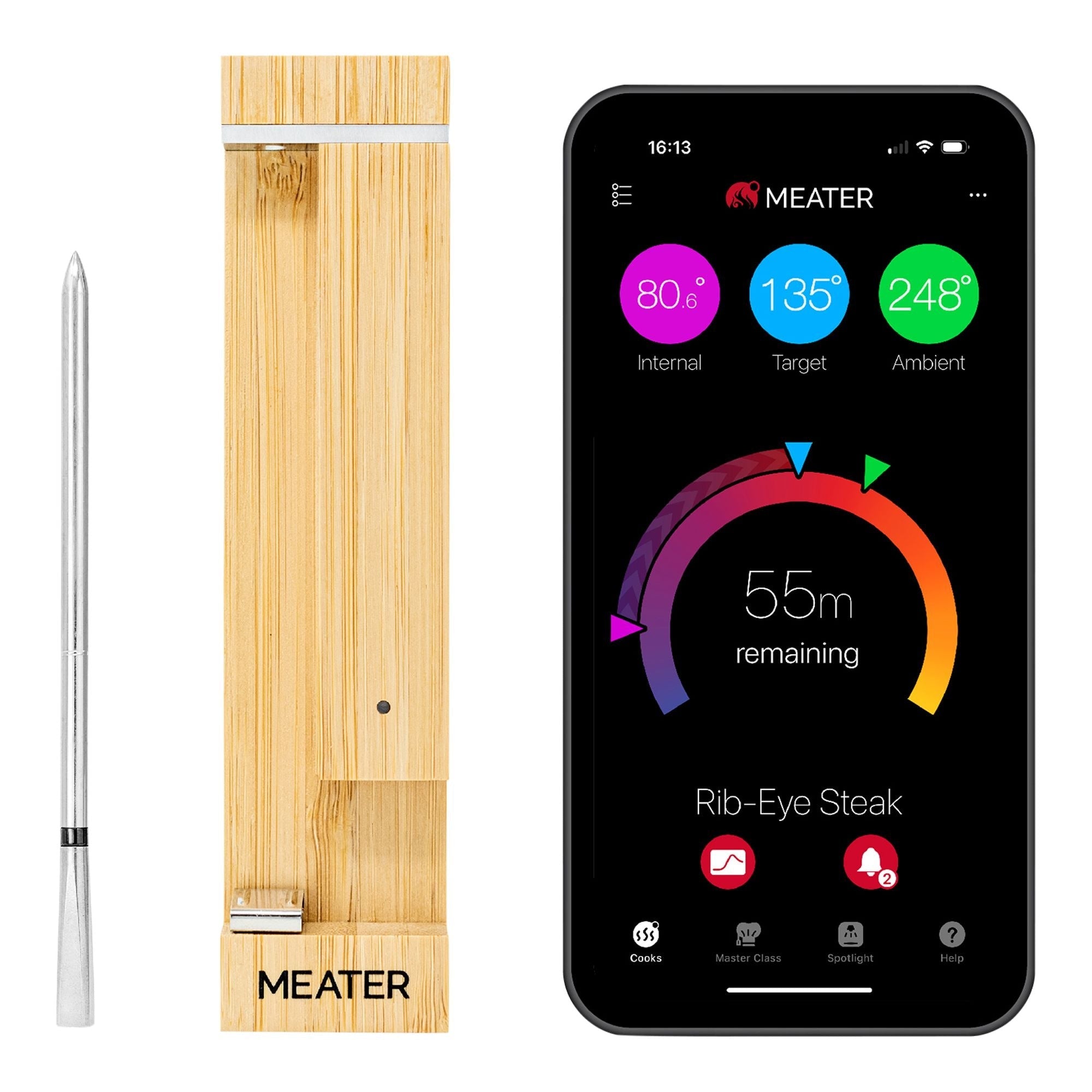 MEATER 2 Plus Wireless BBQ Food & Meat Thermometer with Bluetooth, Silver