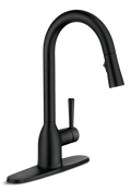Moen Adler Single Handle Pull-Down Kitchen Faucet, Matte Black