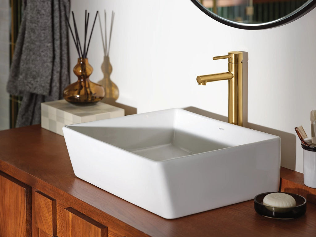Moen Align Single Handle High Arc Vessel Single Hole Bathroom Sink Faucet, WaterSense Certified, Brushed Gold