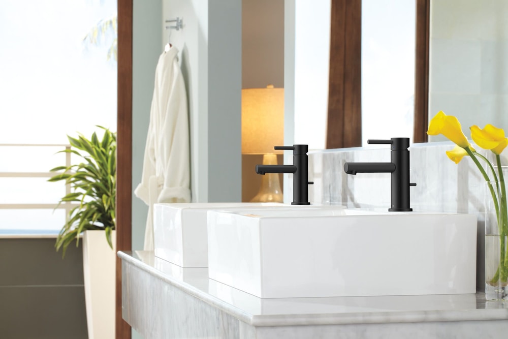 Moen Align Single Handle Single Hole Bathroom Sink Faucet, Matte Black