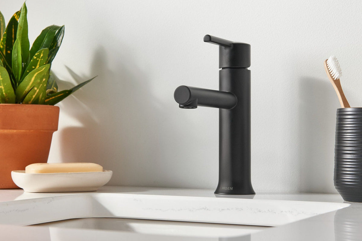 Moen Arlys Single Handle Bathroom Faucet, Matte Black
