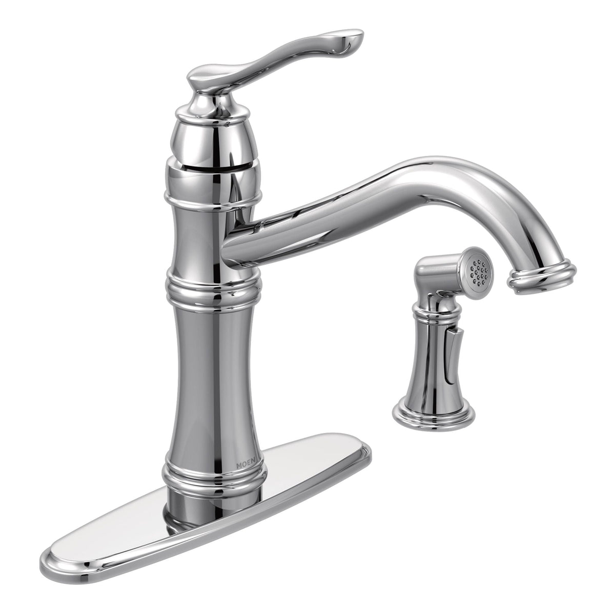 Moen Belfield Single Handle High Arc Kitchen Faucet with Side Sprayer, Chrome