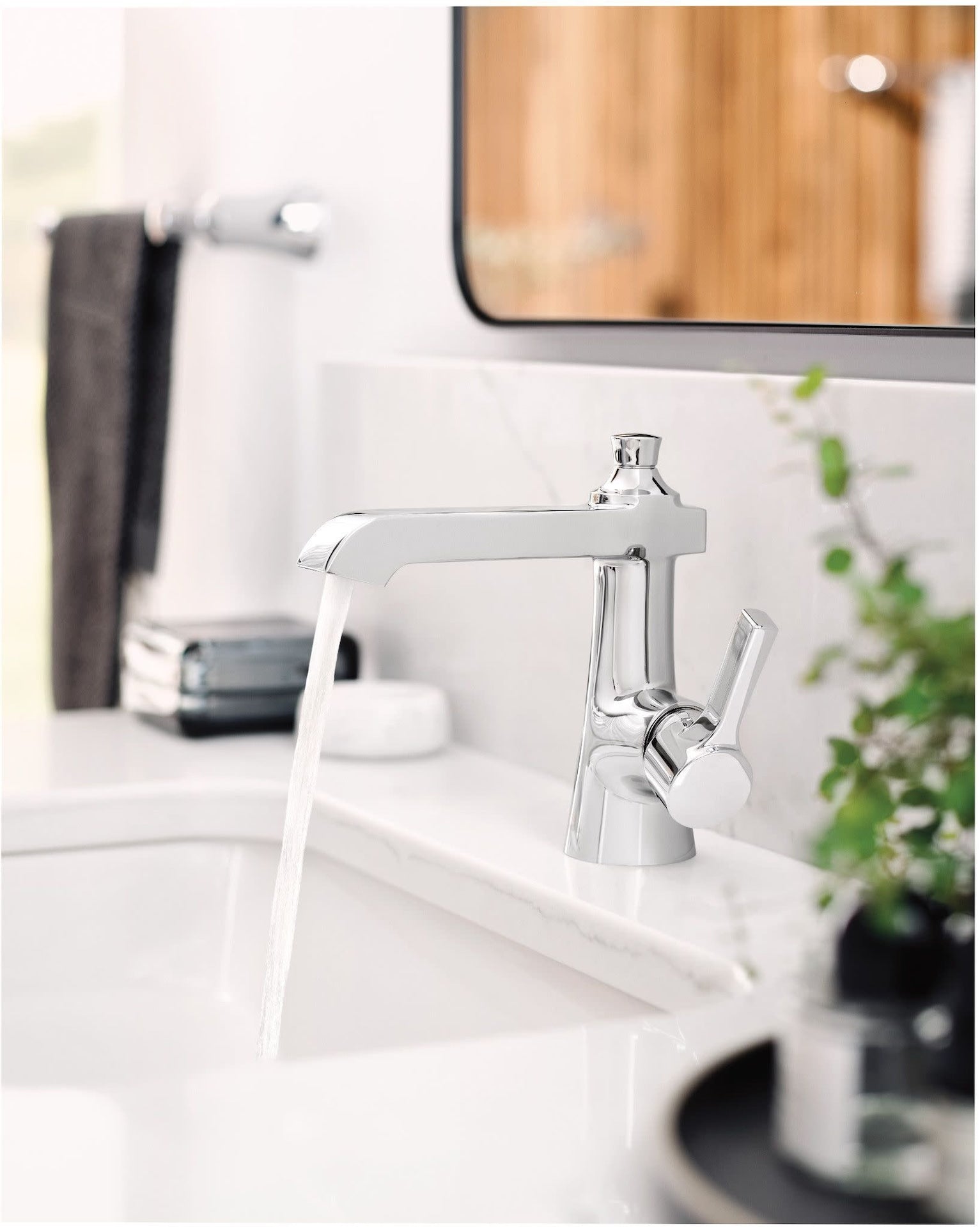 Moen Flara Single Handle Single Hole Bathroom Sink Faucet, Chrome