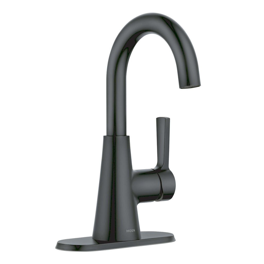 Moen Mikah Single Handle Bathroom Faucet, Matte Black