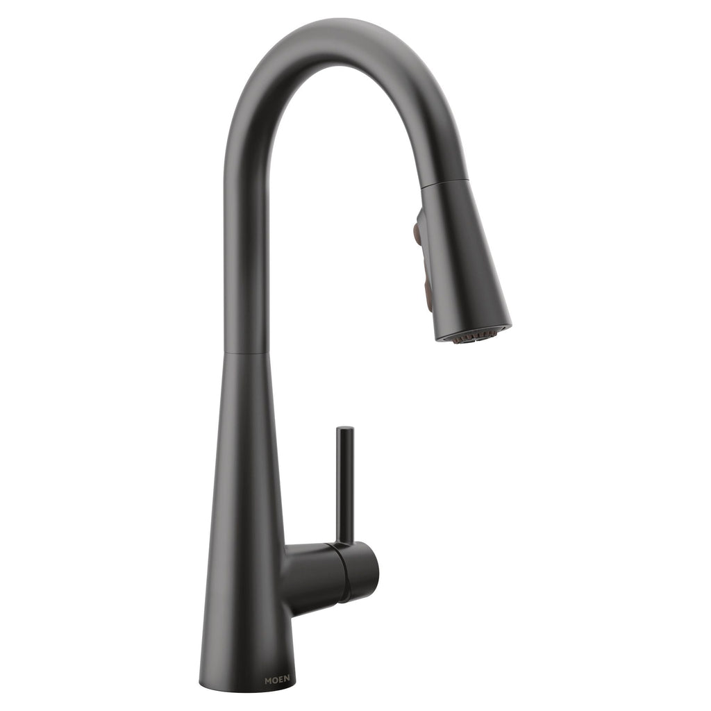 Moen Sleek Single Handle High Arc Pull Down Sprayer Kitchen Faucet with Power Boost, Matte Black