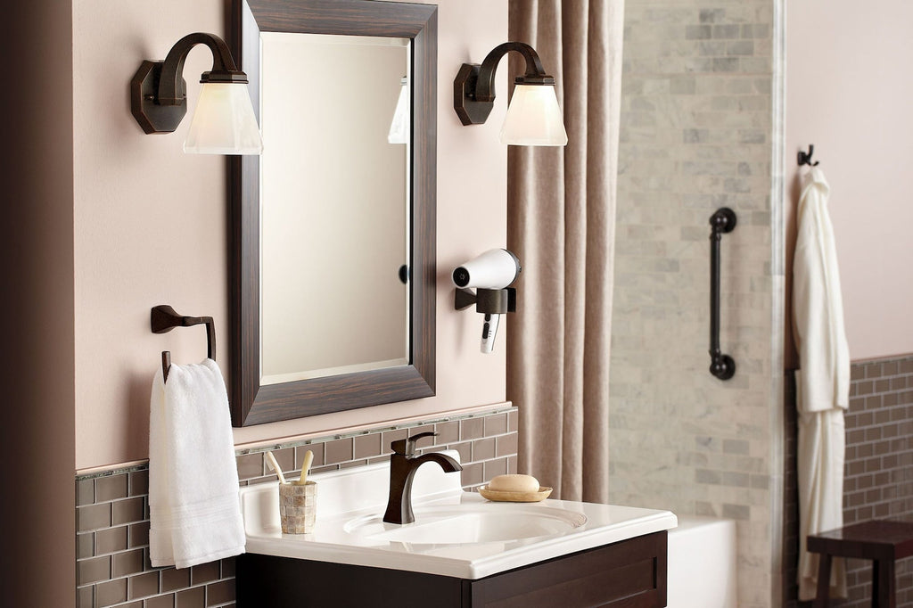 Moen Voss Double Handle High Arc Single Hole Bathroom Sink Faucet, WaterSense Certified, Oil Rubbed Bronze