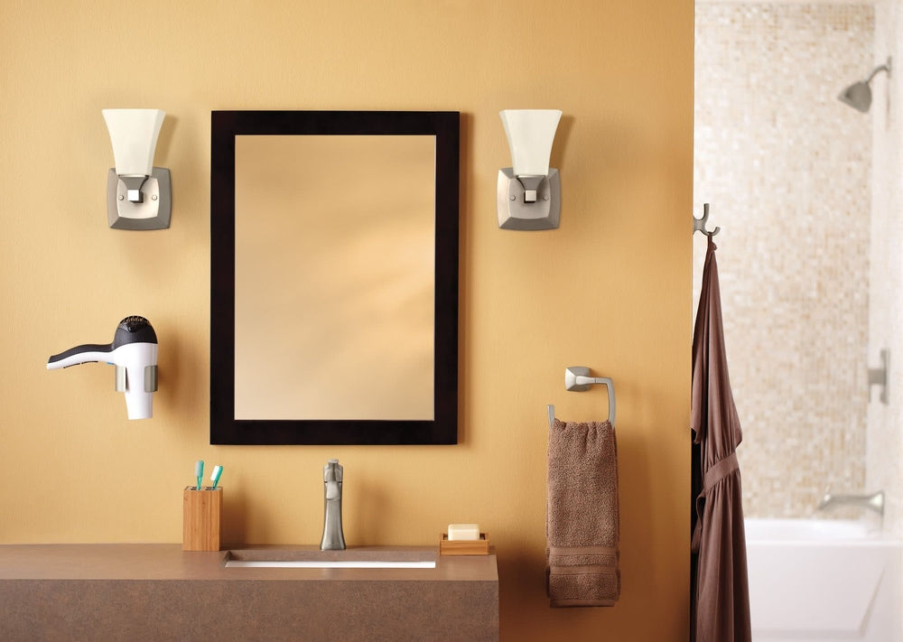 Moen Voss Single Handle High Arc Single Hole Bathroom Sink Faucet, Brushed Nickel