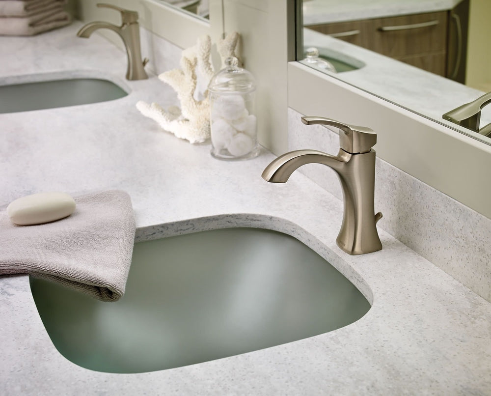Moen Voss Single Handle High Arc Single Hole Bathroom Sink Faucet, Brushed Nickel