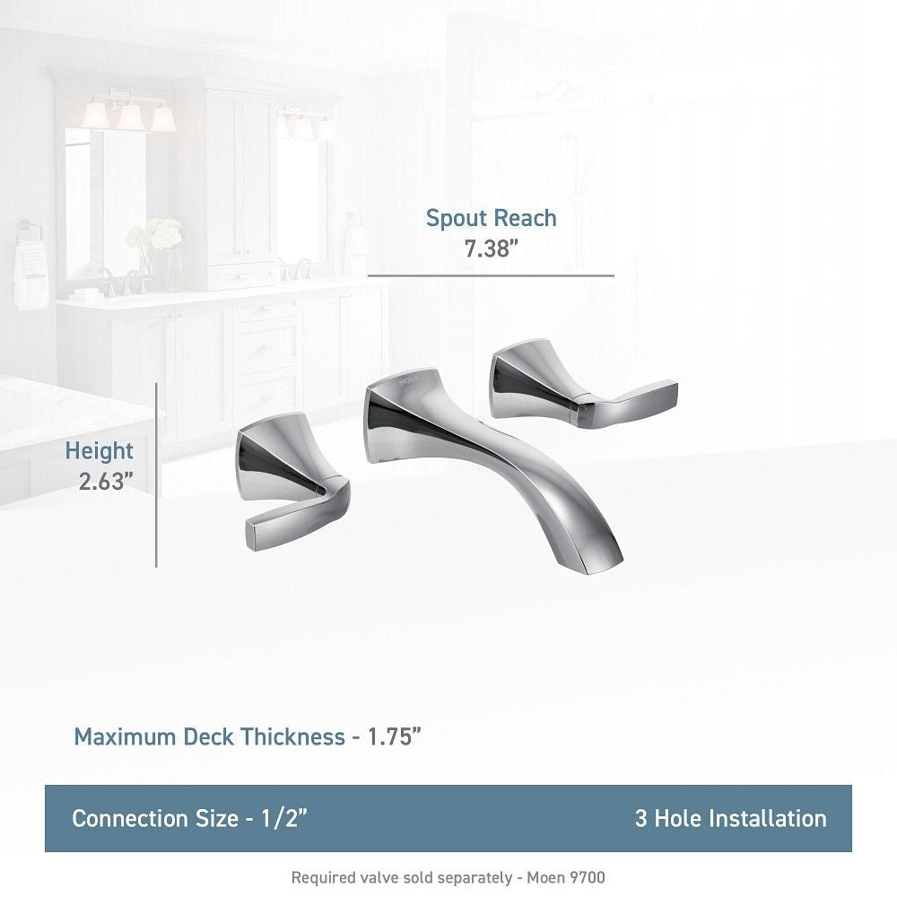 Moen Voss Two-Handle Wall Mount Bathroom Faucet Trim Kit (Valve Required), Chrome