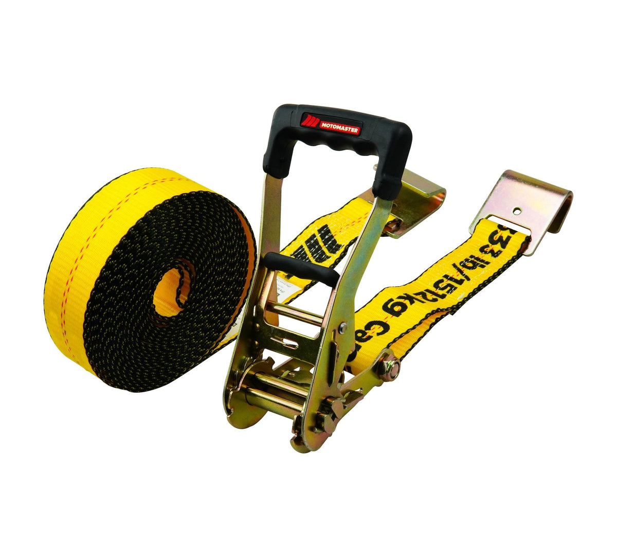 MotoMaster 10,000-lb Commercial Ratchet Tie Down Strap, with Flat Hook, 2-in x 27-ft