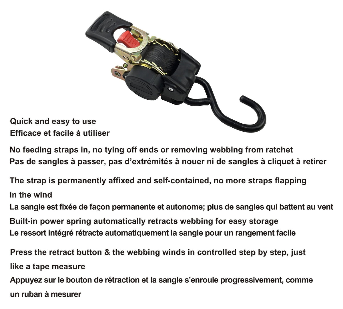 MotoMaster 1,500-lb Retractable Transom Tie Down Strap, 1-in x 6-ft (2.54 cm x 1.8 m), 2-pk