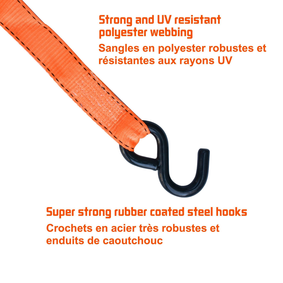 MotoMaster 3,000-lb Heavy Duty Ratchet Tie Down, with Padded D-Handle, 1.25-in x 14-ft, 4-pk