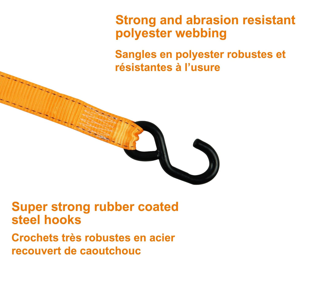 MotoMaster 3,000-lb Heavy-Duty Sliding Ratchet Tie Down Straps, 1.25-in x 8-ft, 2-pk