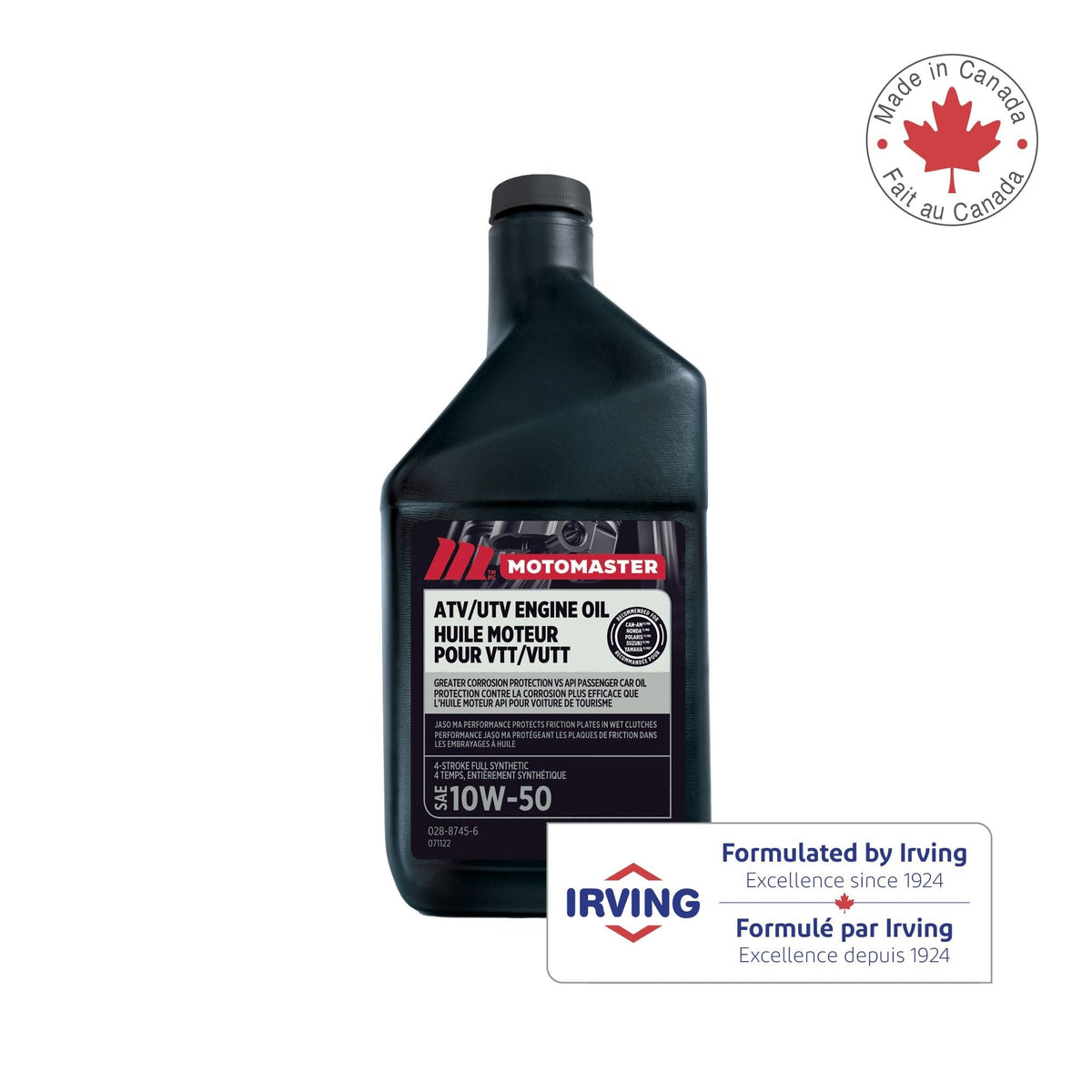 MotoMaster 4-Stroke Synthetic ATV/UTV Engine Oil 10W50, 946-mL