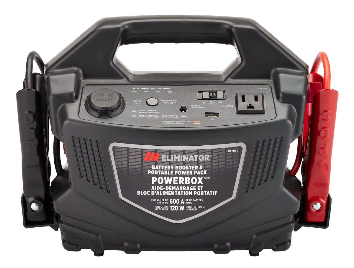 MotoMaster Eliminator PowerBox Portable Power Pack & Battery Booster/Jump Starter, 600 Peak Amps, 120W