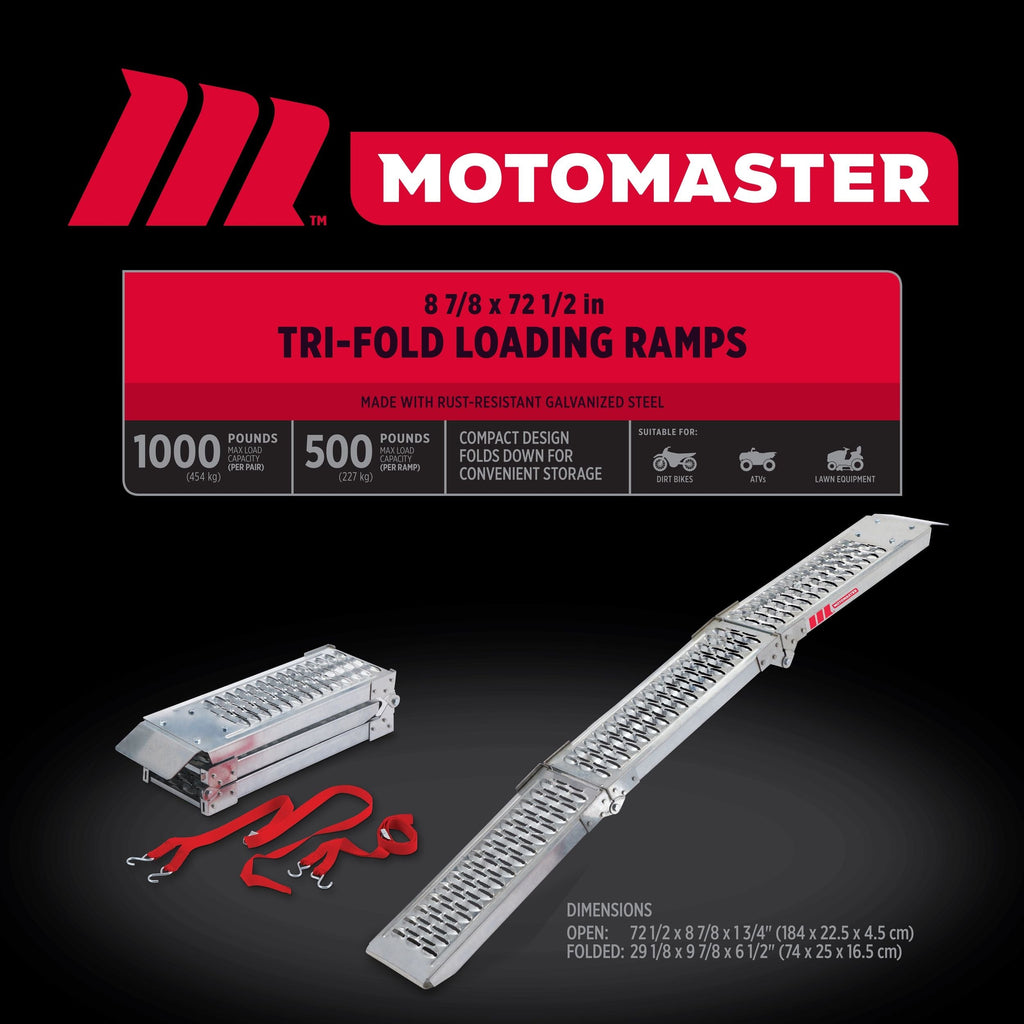 MotoMaster Tri-Fold Steel Loading Ramps, 72-in, 1000-lbs, 1-Pair