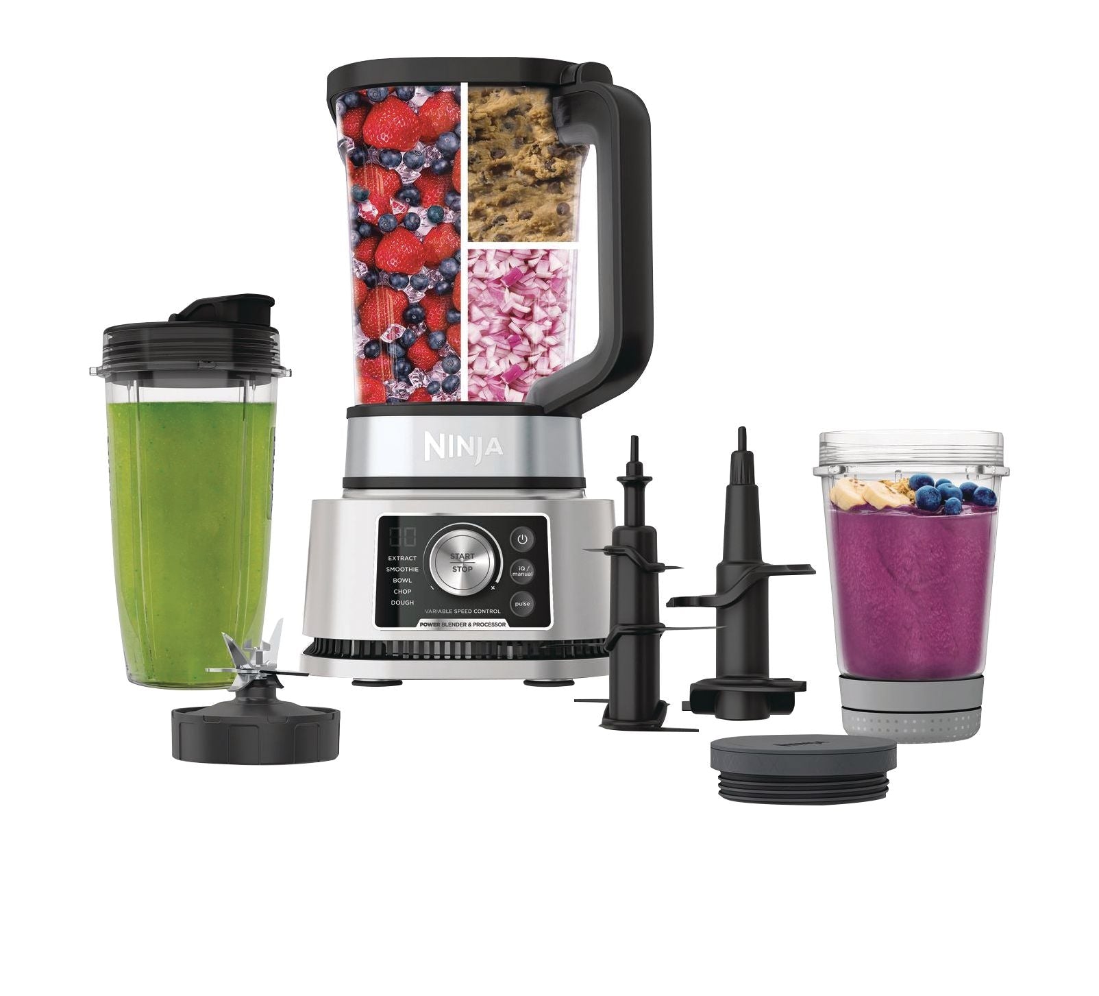 Ninja Foodi Power Blender & Processor System with Smoothie Bowl Maker & Nutrient Extractor, Silver, 1400W