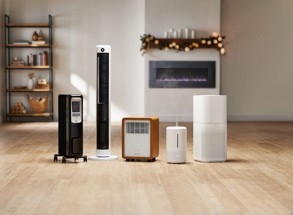 NOMA 3-Setting Cabinet Heater with Child Lock, Quartz and Radiant Heating, Wood Grain Finish
