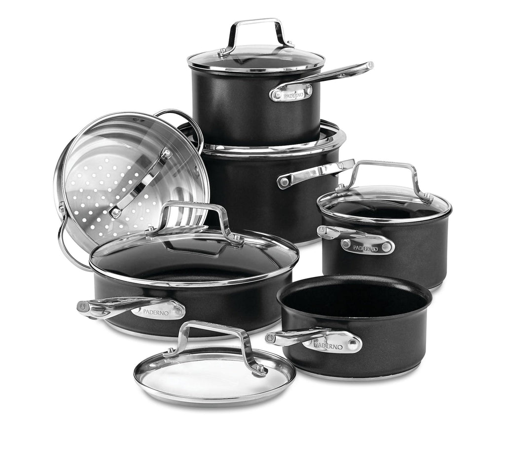 PADERNO Hard Anodized Cookware Set, Non-Stick, PFOA-Free, Dishwasher & Oven Safe, 12-pc