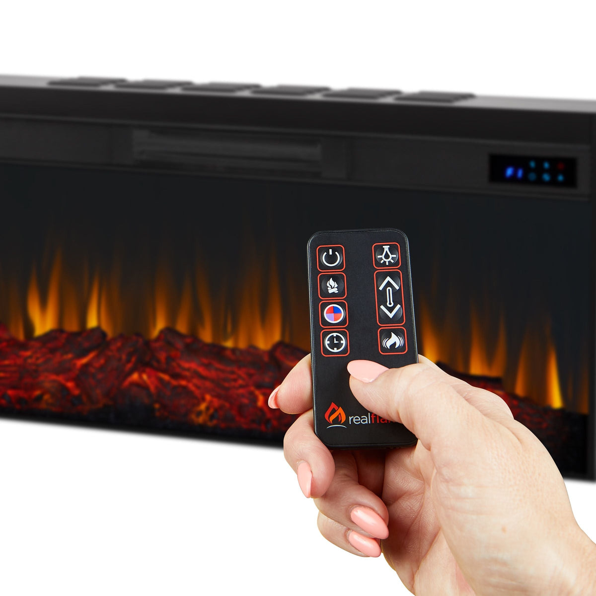 Real Flame Benjamin Landscape Electric Fireplace TV Stand, 81-in, 1500W, Includes Remote Control, Weathered Wood