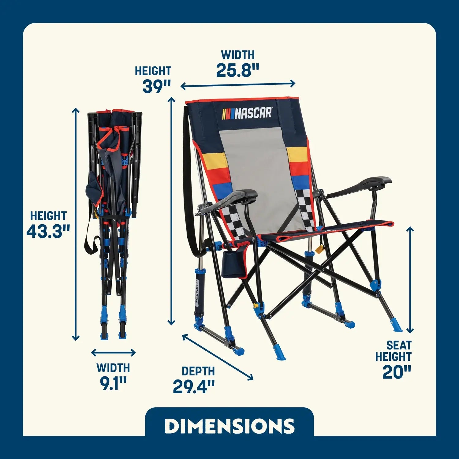 GCI Outdoor Roadtrip Rocker Bundle - NASCAR Blue