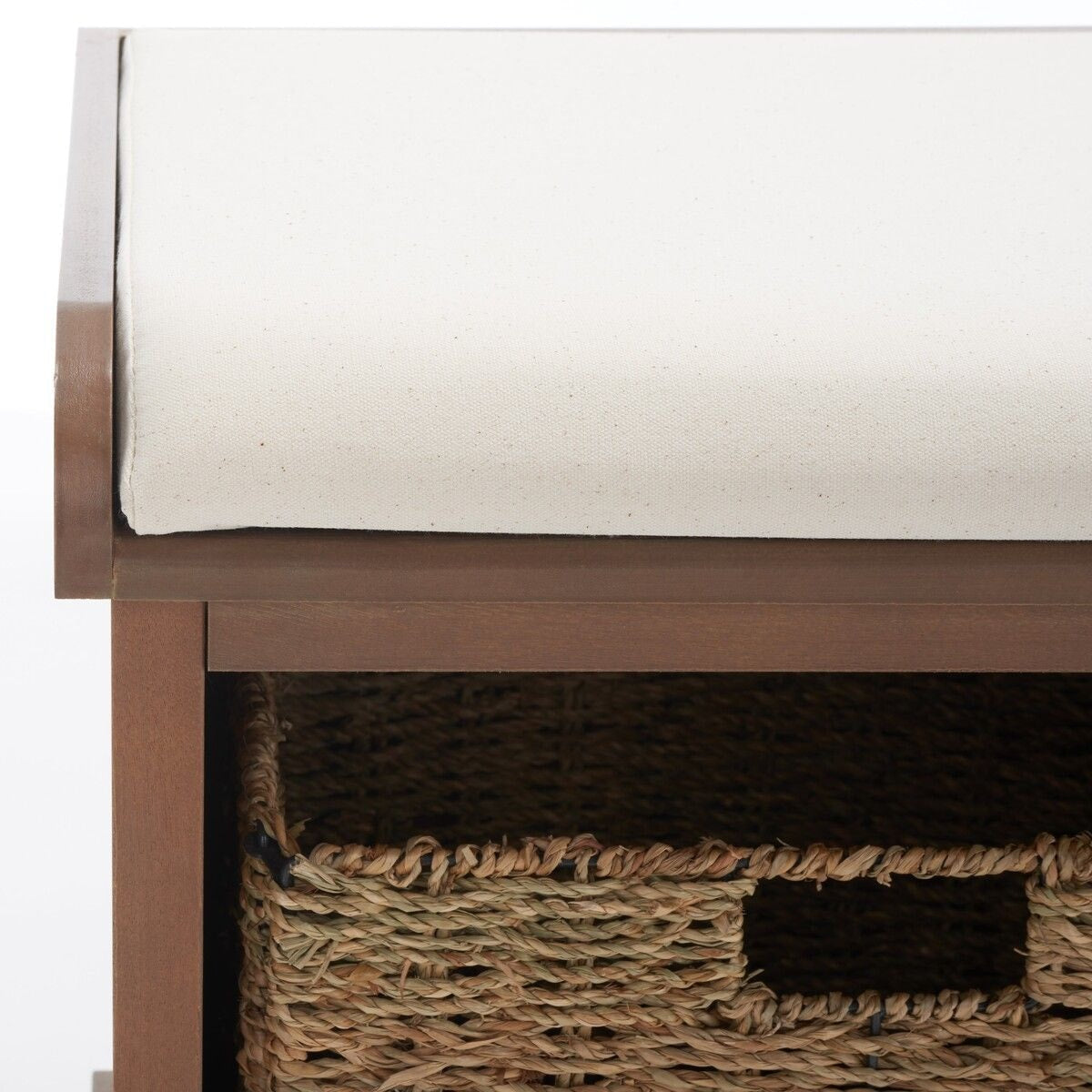 Safavieh Lonan Wicker Storage Bench, Grey Wash/White, 16.1-in x 47-in x 19.9-in