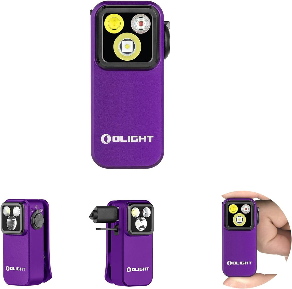 Oclip Pro EDC Flashlight Clip-on Light, Rechargeable 500 Lumens with Three Lighting Solutions Type-C Charging, Magnetic Flash Lights for Signaling, Cycling, Outdoor or Indoor Use(Black)