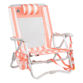 Front right angle of the SideKick lounger in coral stripes.
