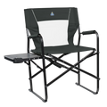 Slim Fold Director's Chair XL, Dark Charcoal, Front Right, Side Table Out