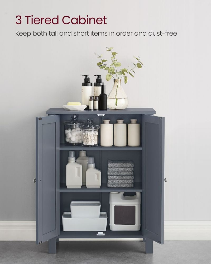 Songmics Home Dove Grey Floor Cabinet with 2 Adjustable Shelves